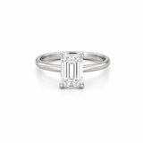 14K Gold 2.00 Carat Emerald Lab Grown Diamond Under Halo Basket Setting Engagement Ring
