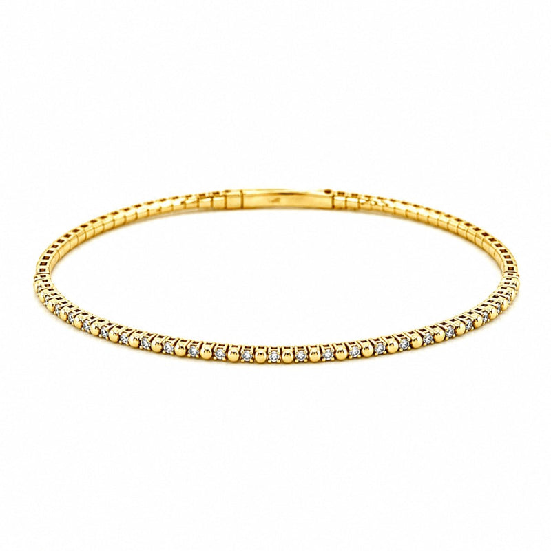14K Gold and Diamond Alternating Flexible Tennis Bangle