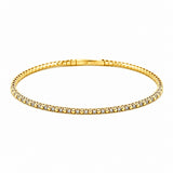 14K Gold and Diamond Alternating Flexible Tennis Bangle