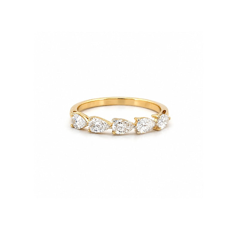 14K Gold East West Lab Grown Diamond Pear Five Stone Band