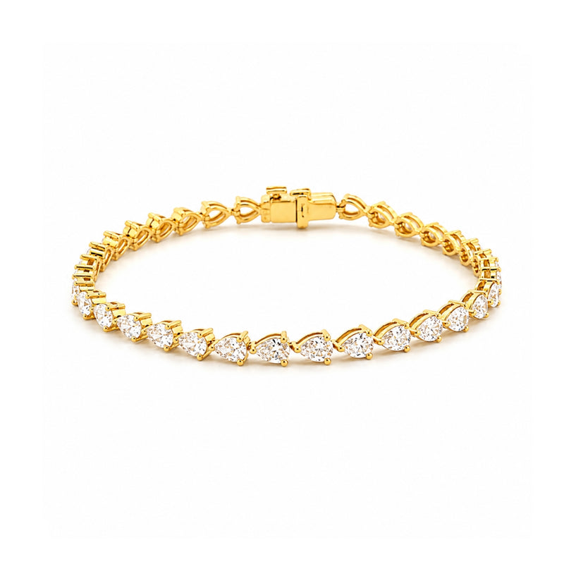 14K Gold East West Lab Grown Pear Cut Diamond Tennis Bracelet