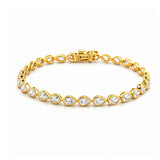 14K Gold East West Lab Grown Pear Bezel Diamond Tennis Bracelet