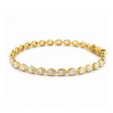 14K Gold East West Lab Grown Pear Bezel Diamond Tennis Bracelet