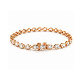 14K Gold East West Lab Grown Pear Bezel Diamond Tennis Bracelet