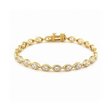 14K Gold East West Lab Grown Marquise Bezel Diamond Tennis Bracelet