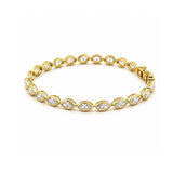 14K Gold East West Lab Grown Marquise Bezel Diamond Tennis Bracelet