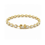 14K Gold East West Lab Grown Marquise Bezel Diamond Tennis Bracelet