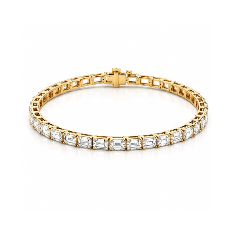 14K Gold East West Lab Grown Emerald Cut Diamond Tennis Bracelet
