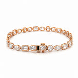 14K Gold East West Lab Grown Multi Shape Diamond Bezel Tennis Bracelet