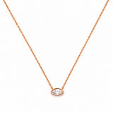 14K Gold East West Lab Grown Marquise Diamond Bezel Pendant Necklace