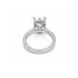 14K Gold Lab Grown Elongated Cushion Diamond Engagement Ring with Diamond Walls and Under Halo