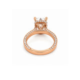14K Gold Lab Grown Elongated Cushion Diamond Engagement Ring with Diamond Walls and Under Halo