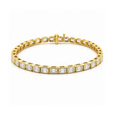 14K Gold East West Lab Grown Emerald Cut Diamond Bezel Tennis Bracelet