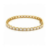 14K Gold East West Lab Grown Emerald Cut Diamond Bezel Tennis Bracelet