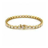 14K Gold East West Lab Grown Emerald Cut Diamond Bezel Tennis Bracelet