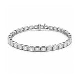 14K Gold East West Lab Grown Emerald Cut Diamond Bezel Tennis Bracelet