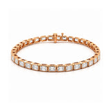 14K Gold East West Lab Grown Emerald Cut Diamond Bezel Tennis Bracelet