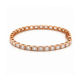 14K Gold East West Lab Grown Emerald Cut Diamond Bezel Tennis Bracelet