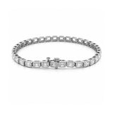 14K Gold East West Lab Grown Emerald Cut Diamond Bezel Tennis Bracelet