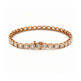 14K Gold East West Lab Grown Emerald Cut Diamond Bezel Tennis Bracelet