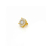 14K Gold Round Diamond Halo Stud Earrings