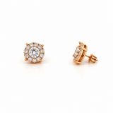 14K Gold Round Diamond Halo Stud Earrings