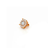 14K Gold Round Diamond Halo Stud Earrings