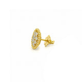 14K Gold Oval Cluster Beaded Stud Earrings