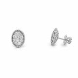 14K Gold Oval Cluster Beaded Stud Earrings
