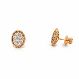 14K Gold Oval Cluster Beaded Stud Earrings