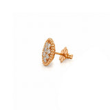 14K Gold Oval Cluster Beaded Stud Earrings