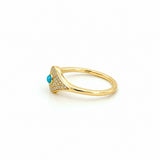 14K Gold Curved Evil Eye Diamond Pavé Band
