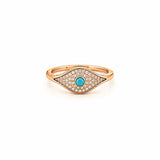 14K Gold Curved Evil Eye Diamond Pavé Band