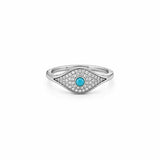 14K Gold Curved Evil Eye Diamond Pavé Band