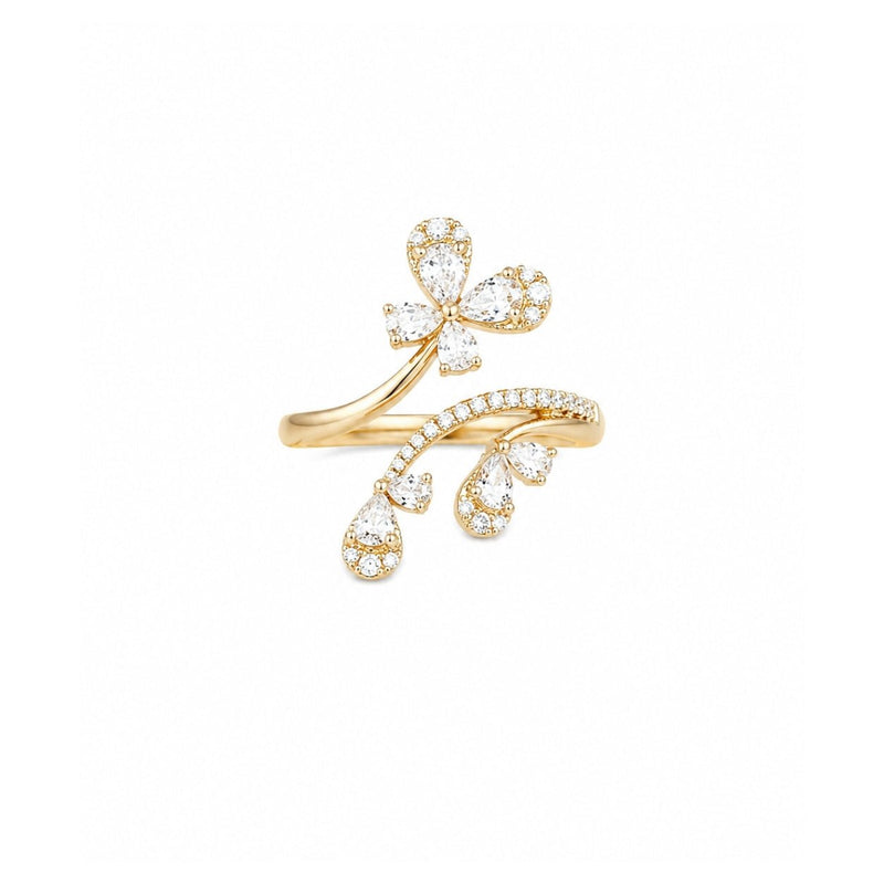 14K Gold Diamond Butterfly Band
