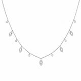 14k Gold Baguette Marquise Halo Diamond Necklace