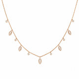 14k Gold Baguette Marquise Halo Diamond Necklace
