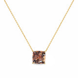 14K Gold 2.00 Carat Cushion Morganite Pendant