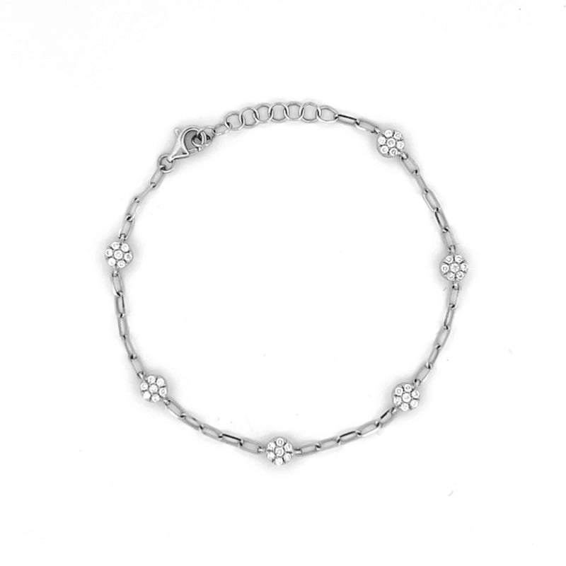 14K Gold Round Cluster Diamond by the Yard Paper Clip Bracelet
