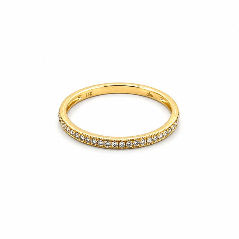 14K Gold Diamond Prong Set Beaded Band