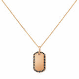 14K Gold Dog Tag Black Diamond Necklace