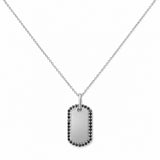14K Gold Dog Tag Black Diamond Necklace