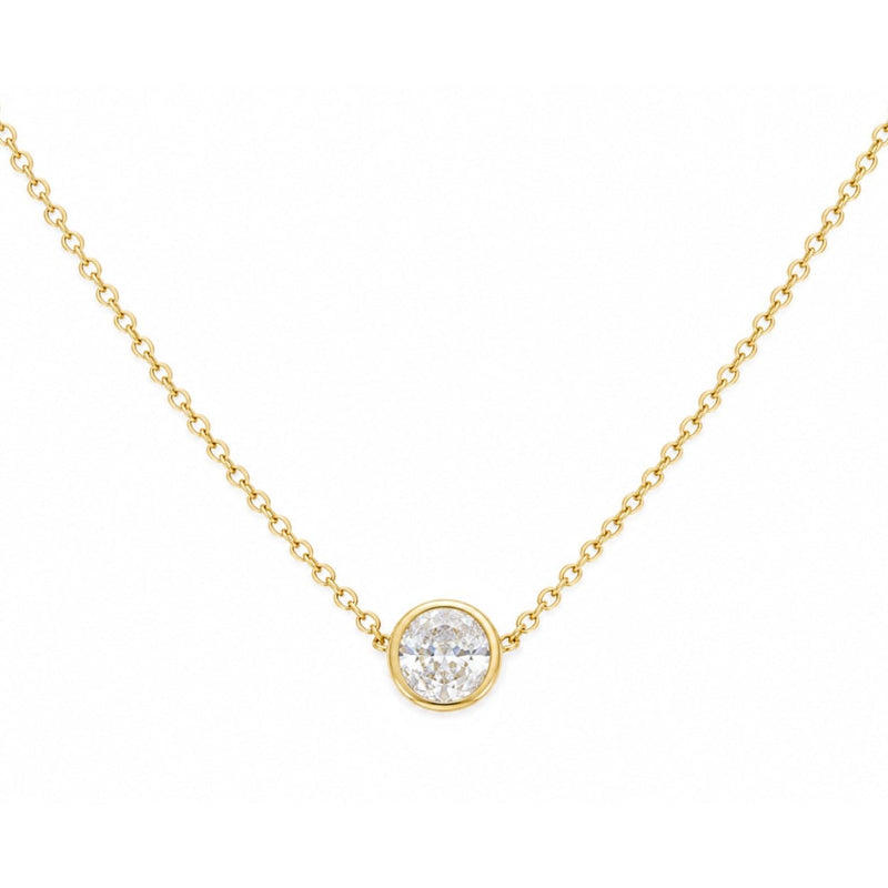 14K Gold Single Bezel Lab Grown 2.00 Carat Diamond Necklace