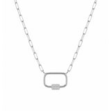 14K Gold Paper Clip with Diamond Lock Necklace