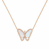 14K Gold Pearl Butterfly Diamond Necklace