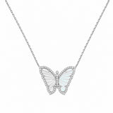14K Gold Pearl Butterfly Diamond Necklace