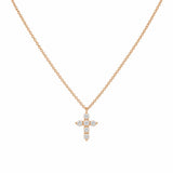 14K Gold Round Cross Diamond Necklace