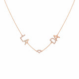 14K Gold Two Personalized Initials Diamond Necklace