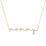 14K Gold Cursive Mommy Diamond Necklace