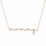 14K Gold Cursive Mommy Diamond Necklace